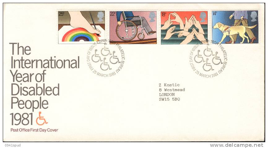 1981 Grande Bretagne  FDC Handicap Disabled Sur Lettre - Handicaps