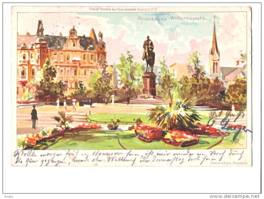 CPA-----Allemagne >   Saxe-Anhalt >  MAGDEBURG----WILHEMSPLATZ----LITHO - Magdeburg