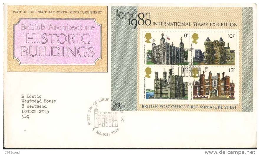 1978 Grande Bretagne  FDC Unesco  Tower Of London - UNESCO