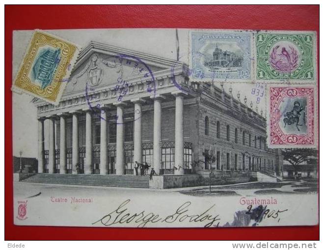 Teatro Nacional Very Nice Postmarks 1905 - Guatemala