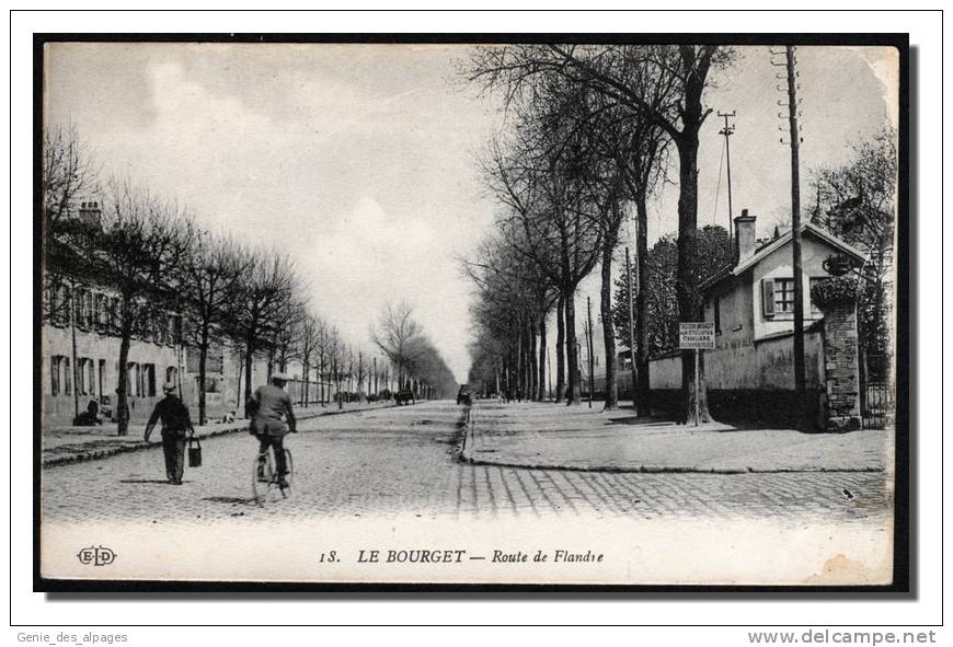 93 Le BOURGET, Route De Flandre, Animée, Vélo, Cycliste, Ed ELD -18-  Dos Div.vierge - Le Bourget