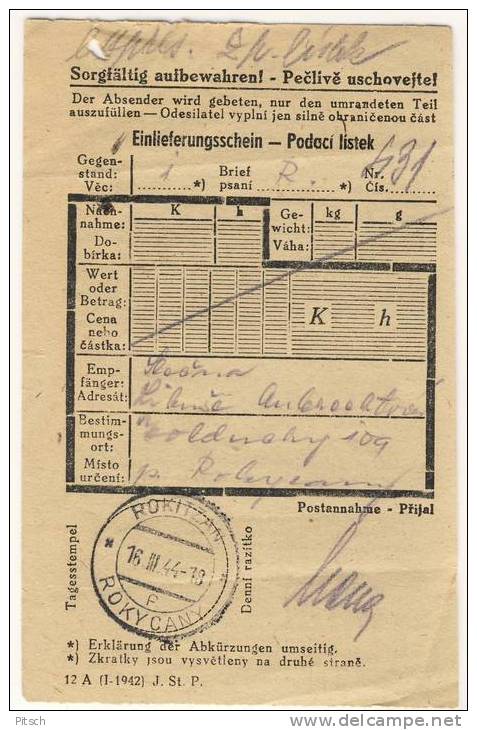 Böhmen Und Mähren 1944 - Rückscheinbrief - Covers & Documents