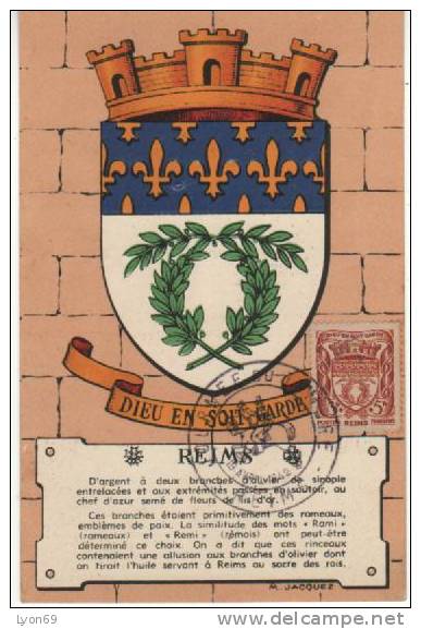 CARTE MAXIMUM BLASON  REIMS 1942 - 1940-1949