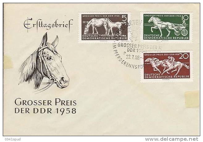 1958 Allemagne DDR  FDC  Hippisme Horse-Racing Ippica - Hippisme