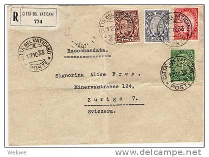 Vat033/ - VATIKAN - Satz-Einschreiben Heiliges Jahr 1933/34 - Covers & Documents