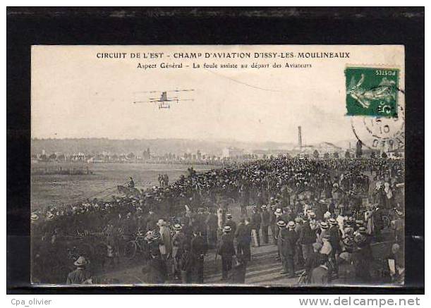 92 ISSY LES MOULINEAUX Aviation, Circuit De L'Est, Foule Assiste Au Départ Des Aviateurs, Avion Factice, Ed ELD, 1910 - Issy Les Moulineaux