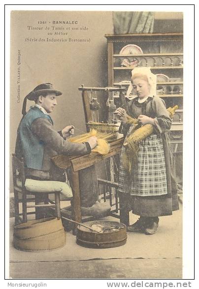 29 ) BANNALEC, Tisseur De Tamis Et Son Aide Au Métier (série Des Industries Bretonnes) ANIMEE, COLORISEE, Coll Villard - Bannalec