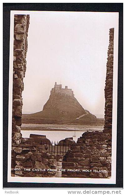 Real Photo Postcard The Castle From The Priory Holy Island Northumberland - Ref B133 - Other & Unclassified