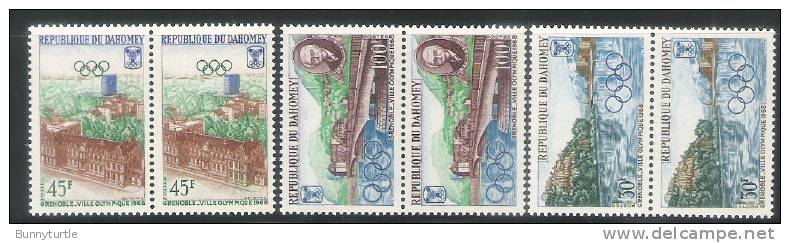 Dahomey 1967 10th Winter Olympics Grenoble Blk Of 2 MNH - Hiver 1968: Grenoble