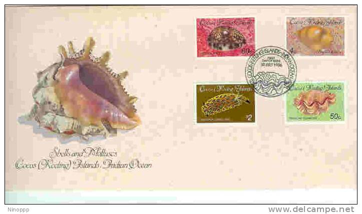 Cocos Islands  1986 Shells  4,50,60,$ 2  FDC - Isole Cocos (Keeling)