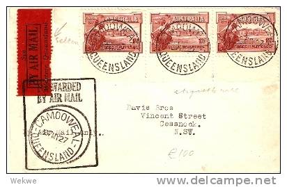 AUS287 / Camooweal Luftpost 1927 Mit Cache, Und SELTENEM Flugzettel - Covers & Documents