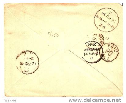 NZ156 / Hawera 1891 Nach USA Victoria 2 ½  D.(Michel 63 A) - Covers & Documents
