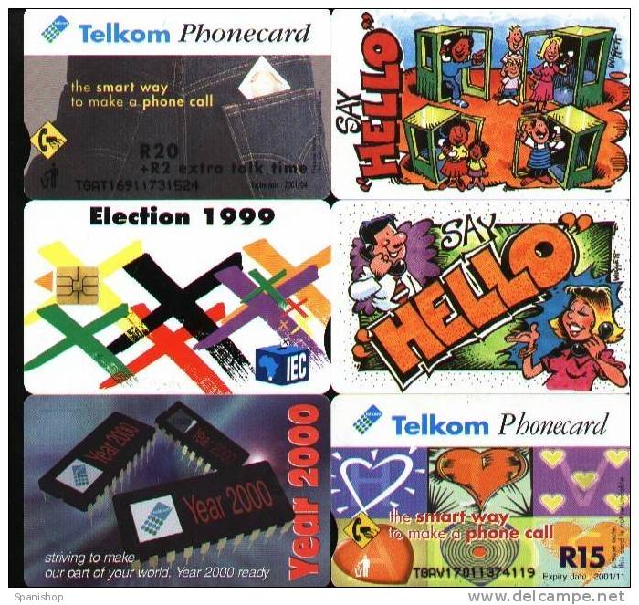 Southafrica Lot Of 6 Differents Phonecard - Telecarte - Südafrika