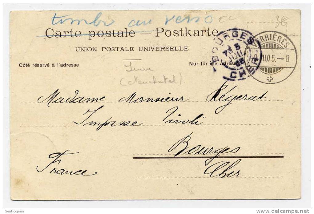 I5 - SUISSE - Gorges De L'AREUSE (CARTE PRECURSEUR De 1905 - Voir Scan Du Verso - Gare De Verrières) - Les Verrières