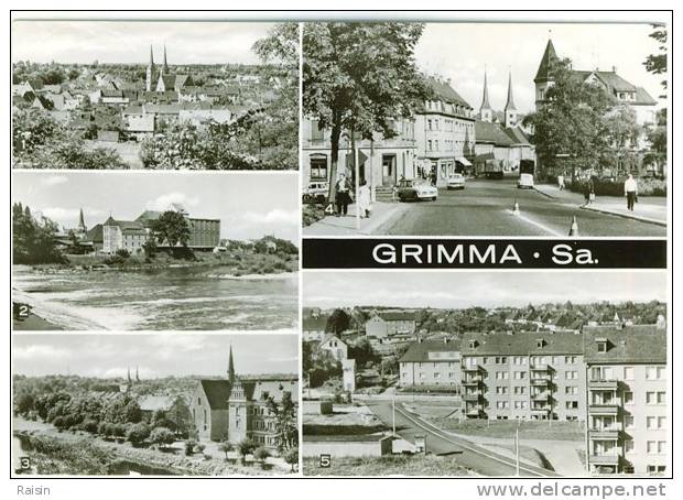 Allemagne Saxe  Grimma Sa.1 Und 3 Blick Vom Stadwald 2 Am Muldenwehr 4 Leipziger Srabe 5 Strabe Des Aufbaus CPSM  BE - Grimma