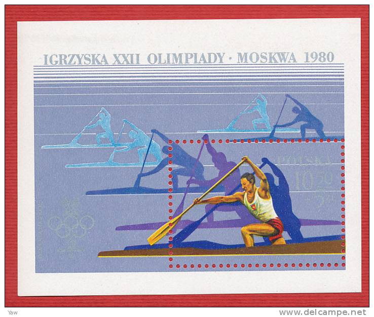 POLONIA  1980  GIOCHI OLIMPICI DI MOSCA. CANOA MONOPOSTO. BF YT 89 MNH** - Canoe