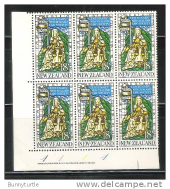 New Zealand 1969 Law Society Justice From Memorial Window 18c Blk Of 6 MNH - Unused Stamps