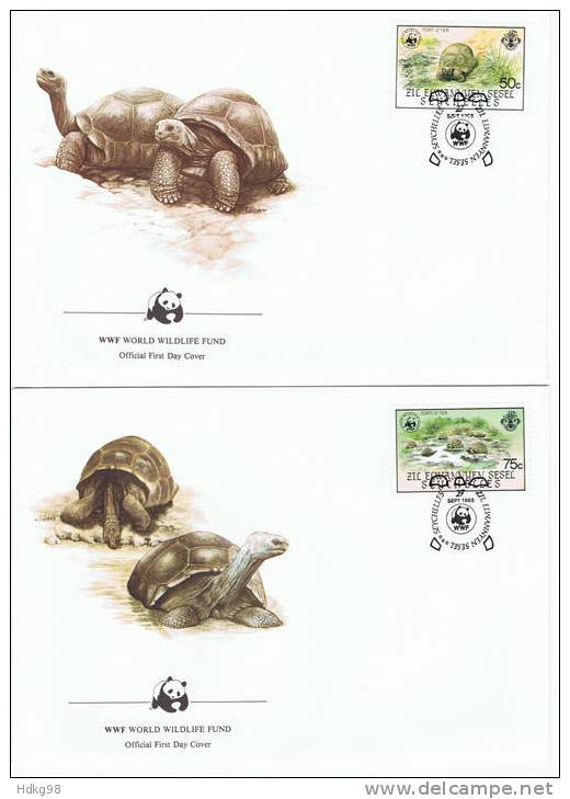 SY Z Äußere Seychellen 1985 Mi 104-07 FDC Naturschutz: Riesenschildkröte - Seychellen (1976-...)