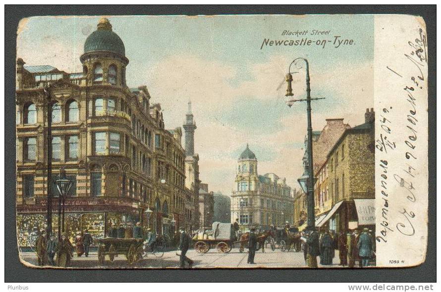 NEWCASTLE-ON-TYNE, BLACKETT STREET, VINTAGE COLOUR POSTCARD - Newcastle-upon-Tyne