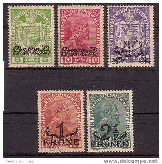 884) Liechtenstein Mi.Nr. 11-16 Ungebraucht * - Unused Stamps