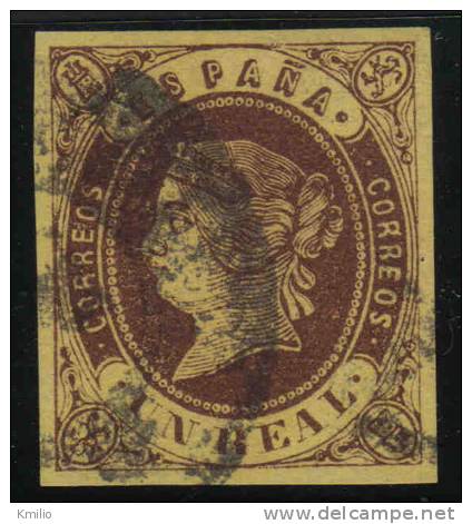 Edifil 61 1862 1 Real Marrón Sobre Amarillo Usado, Catálogo 24 Euros - Used Stamps