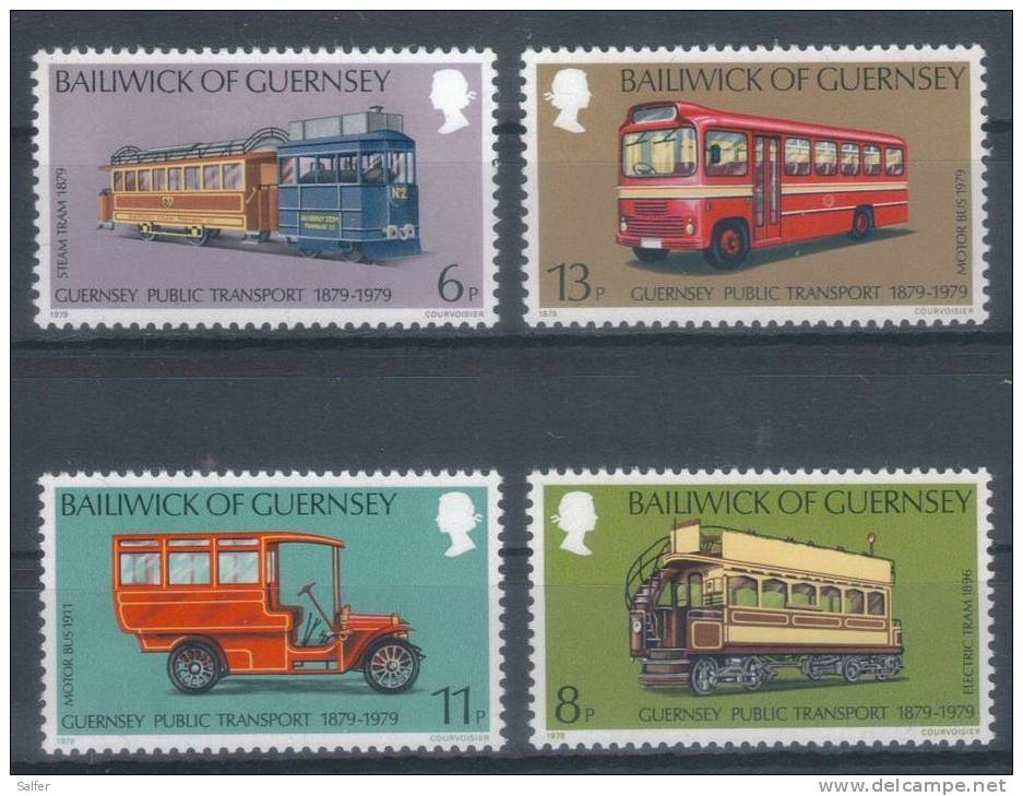 BUS -  1979  -  Public Transport 4v  -  GUERNSEY Yvert:  186/9 MNH - Bus