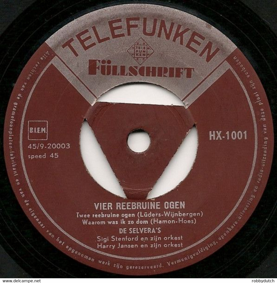 * 7" EP * DE SELVERA'S - VIER REEBRUINE OGEN (Holland 1956 Ex-!!!) - Other - Dutch Music