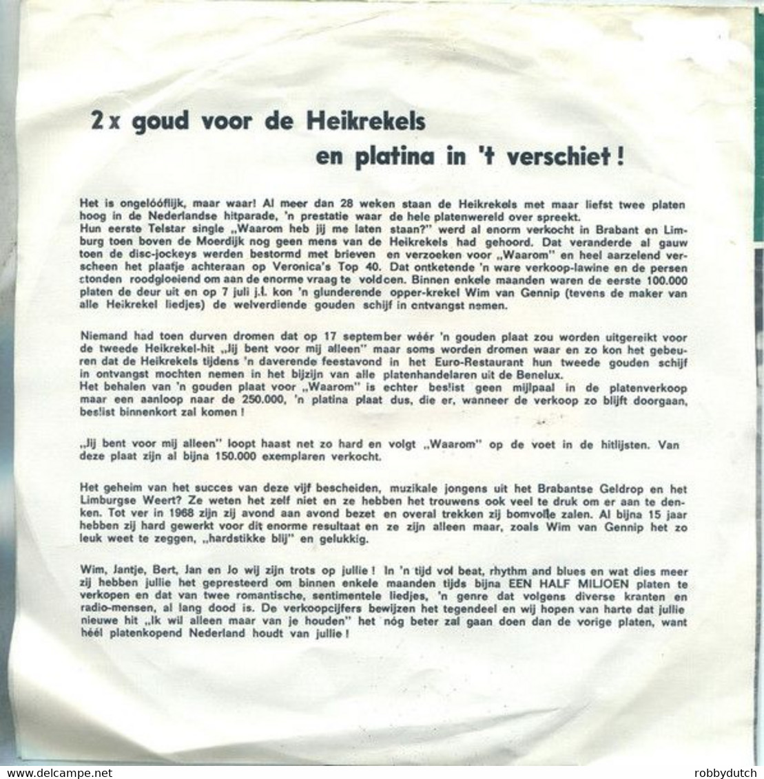 * 7" * DE HEIKREKELS - IK WIL ALLEEN MAAR VAN JE HOUDEN (Holland 1967 Ex-!!) - Other - Dutch Music