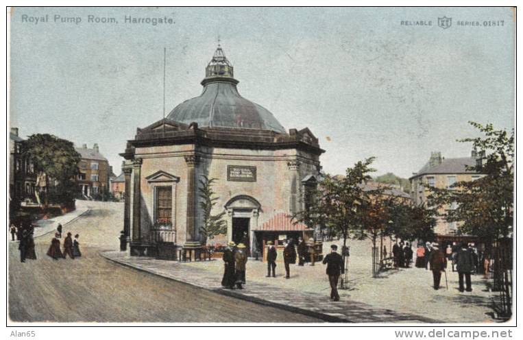 Harrogate Yorkshire, Royal Pump Room, Animated Street Scene Vintage Postcard - Harrogate