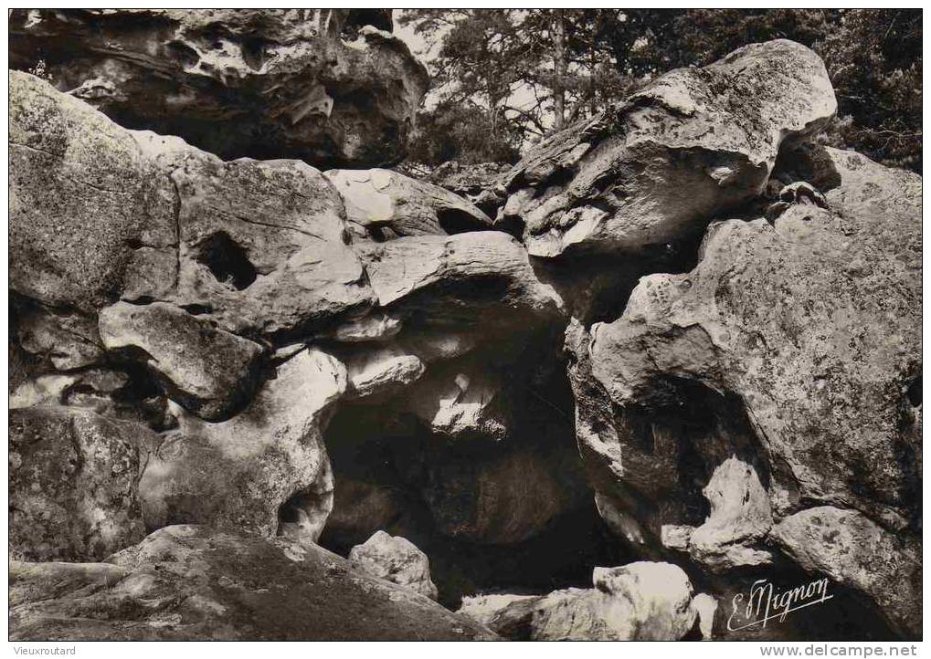 CPSM.  LARCHANT. ROCHERS DE LA DAME JOUANNE .LA GROTTE AUX VOLEURS. DENTELLEE. - Larchant