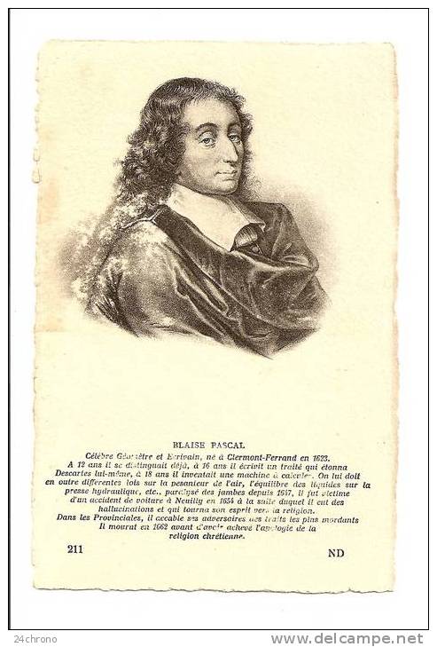 Portrait De Blaise Pascal (08-1793) - Philosophy