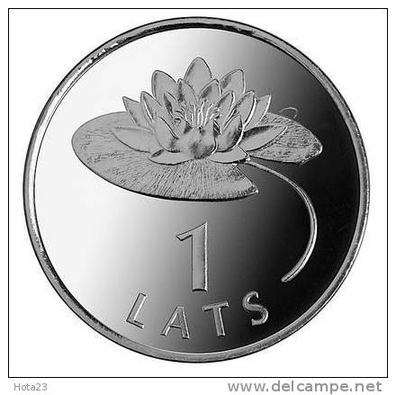 Latvia-1 Lats- Waterlily - Water  Rose  2008 Y -  UNC - Letland