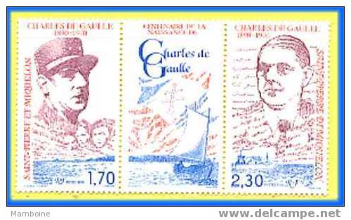 SPM  1990 N 532A  Gl De Gaulle. Triptyque  Neuf Sans Trace - Unused Stamps