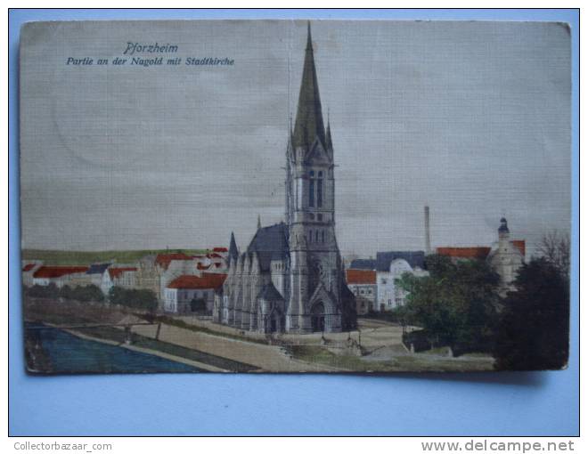 Vintage CA 1900 Postcard AK Germany Pforzheim Partie An Der Nagold Mit Stadtkirche - Aalen