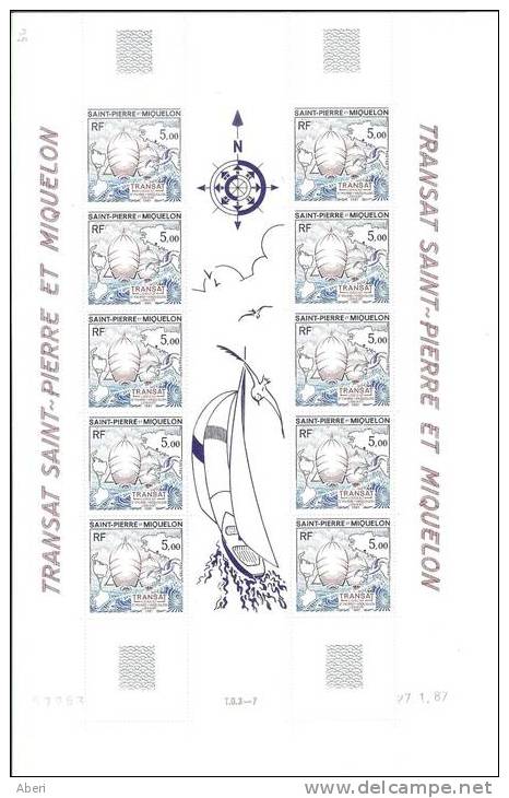 FEUILLE Du N° 477A X 5 - St PIERRE Et MIQUELON -  TRANSAT St PIERRE Et MIQUELON - Neufs