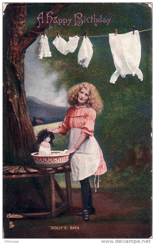 CPA Belle Carte Postale FANTAISIE ILLUSTRATION Raphael Tuck's Happy Birthday Dolly's Bath - Photochrome N° 4718 - Tuck, Raphael