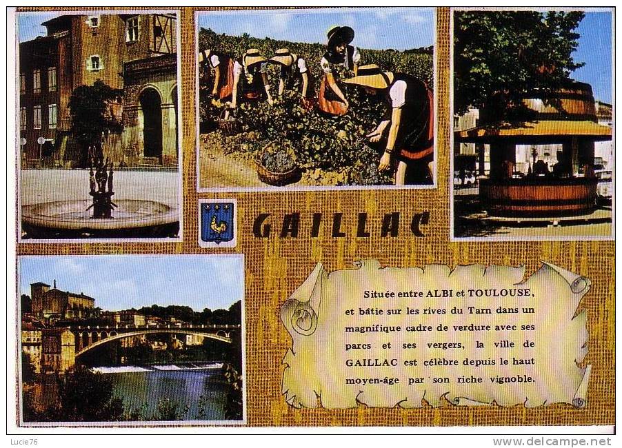 GAILLAC  -  Célèbre Par Ses Crus Réputés -  4 Vues Et Légende - Gaillac