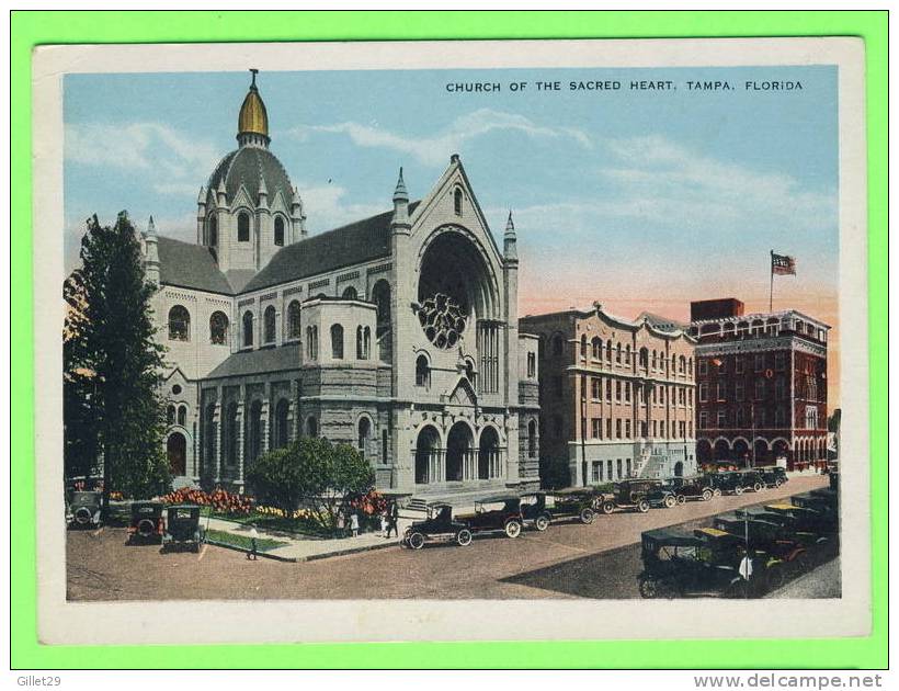 TAMPA, FL - CHURCH OF THE SACRED HEART - ANIMATED OLD CARS - E.C. KROPP CO. - - Tampa