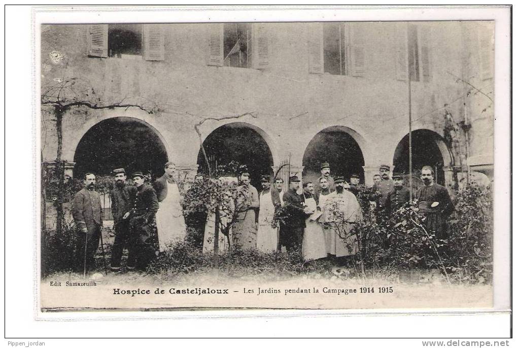 47 CASTELJALOUX  * Hospice - Les Jardins Pendant La Campage 1914-1915  * Très Belle CPA Animée, Datée De 1919 - Casteljaloux