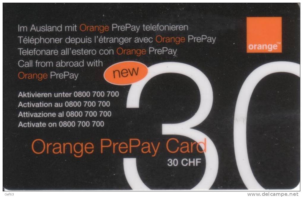 Orange PrePay Card 30 CHF - Telekom-Betreiber