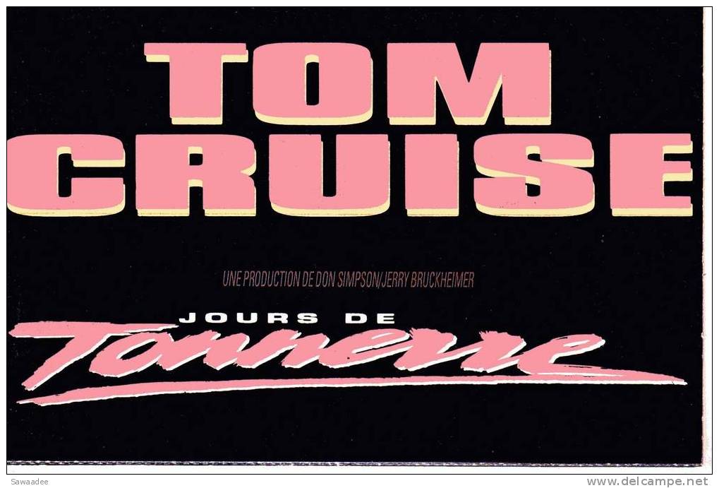 PLAQUETTE - FILM - JOUR DE TONNERRE - TOM CRUISE - Cinema Advertisement