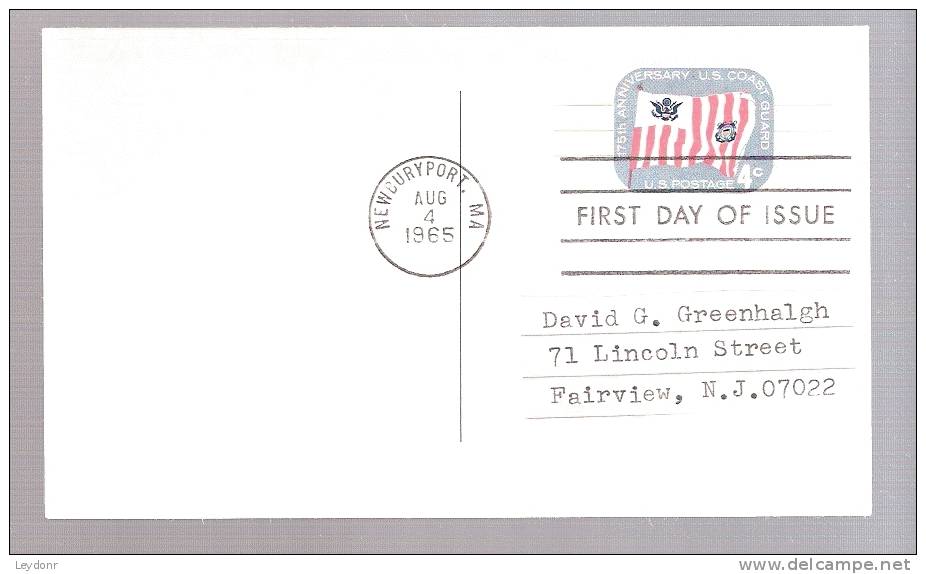 FDC Postal Card - 175th Anniversary Of The U.S. Coast Guard 1965 - 1961-80