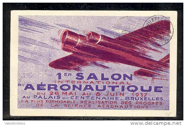 Belgique Ref 116 Bruxelles Brussel 29.5.1937 1er Salon Aéronautique " - ....-1951