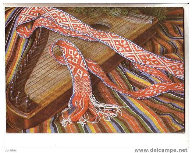 GOOD ESTONIA POSTCARD 1984 - National Pattern & Zither (used) - Musique