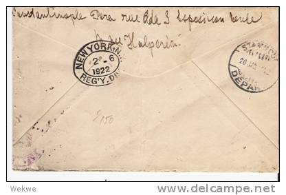 Tur066// -  TÜRKEI - Republik 1922, Einschreiben USA. Senkrechte Faltspur Im Kuvert Mitte - Cartas & Documentos