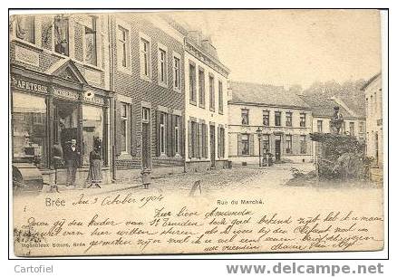 BREE - RUE DU MARCHE - 2 SCANS -PRACHTIGE ANIMATIE - PAPETERIE INGENBLEEK - Bree