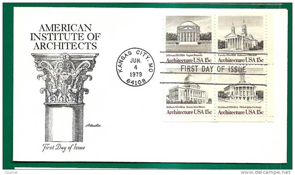 USA - AMERICAN INSTITUTE Of ARCHITECTS  - FD COVER With Se-tenant Block Of 4 - 1971-1980