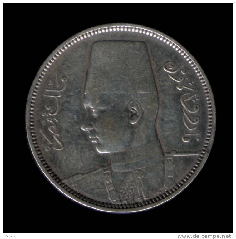 EGYPT / SILVER COIN / 5 PT. / 1937 / KING FAROUK / 2 SCANS . - Egipto