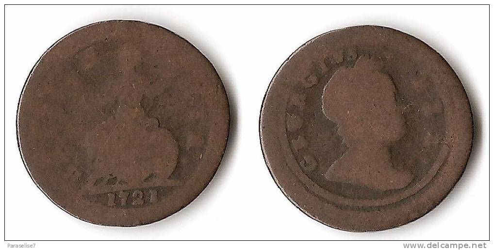 GRANDE  -  BRETAGNE    1    FARTHING    1721       RARE !!! - A. 1 Farthing