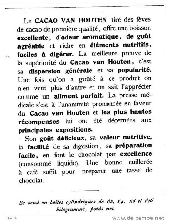 VAN HOUTEN . - LE CACAO   LE   CAIRE      Vendeur D'eau Potable     14,5cmX10,5cm - Van Houten